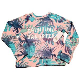 SPIRITUAL GANGSTER BIG KID PINK RAGLAN CREWNECK SWEATSHIRT NWY S/10